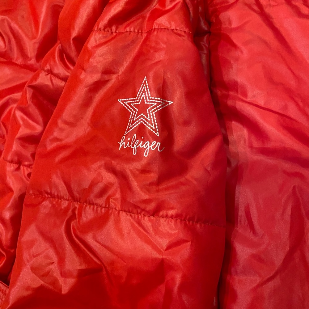 Tommy Hilfiger Girls Red Puffer Jacket, Size YL (12-14) - Picture 4 of 5